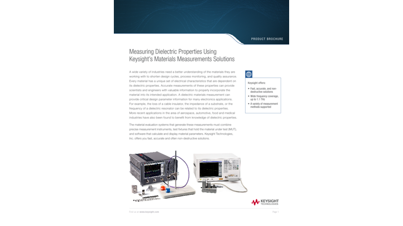 Measuring Dielectric Properties Using Keysight’s Materials Measurements Solutions